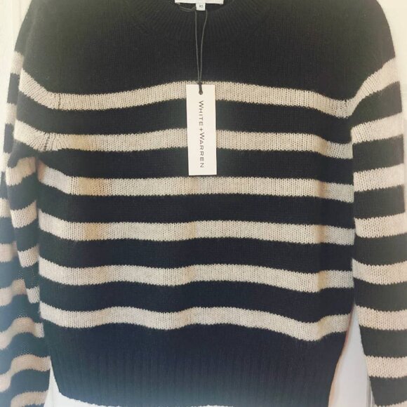 NEW White + Warren strip cashmere sweatshirt - Picture 3 of 4